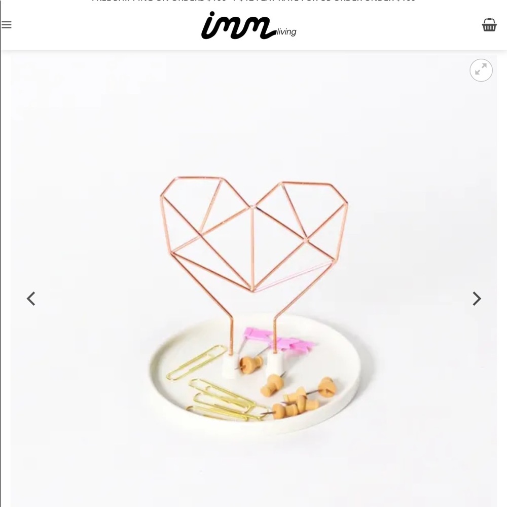 Ceramic and rose metal jewelry holder